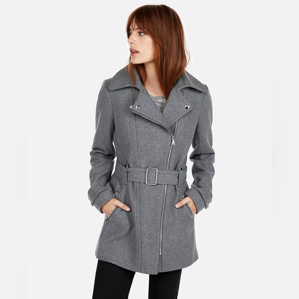 Express Wool Blend Light Grey Coat